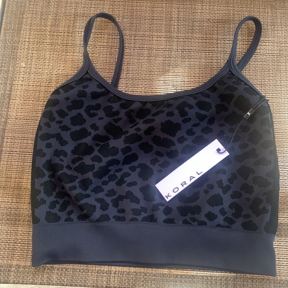 NWT KORAL Activewear Duplo Seamless Bra Leopard Print Navy Blazer - Picture 13 of 16